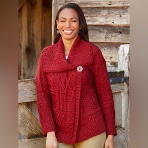Blarney Woollen Mills Women's Irish Wool Asymmetrical Cardigan (Size S)